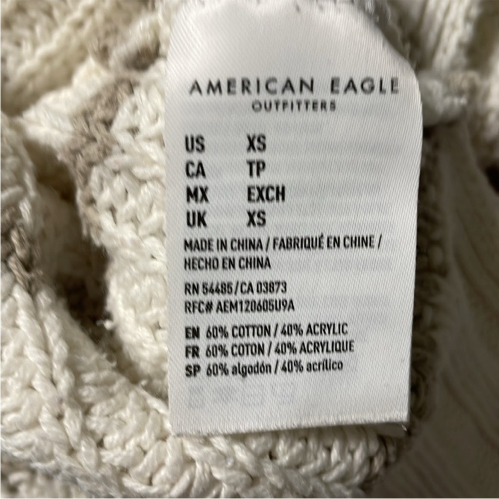 💰American Eagle NWOT Semi Cropped Knit Striped Sweater Oversized XS fits upto XL - Picture 7 of 7